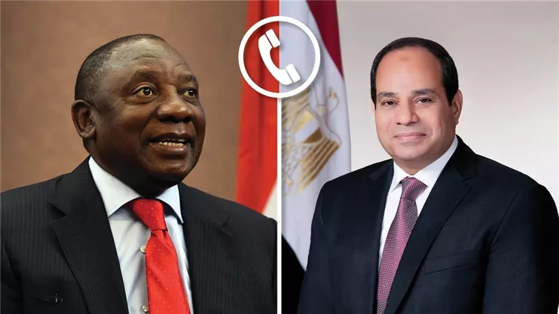 الرئيس السيسي يتلقى اتصالًا هاتفيًا من سيريل رامافوزا رئيس جنوب إفريقيا