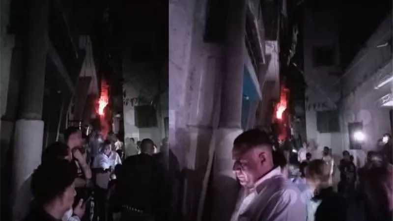 انفجار اسطوانة بوتاجاز وتصدع أحد المنازل بسوق السلاح في الدرب الأحمر