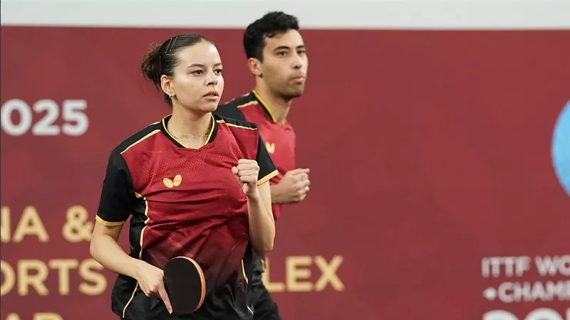 مريم الهضيبي ويوسف عبدالعزيز ضمن أفضل 20 ثنائيًا بالعالم في تنس الطاولة