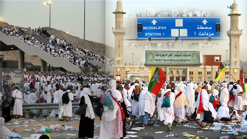 ضيوف الرحمن يؤدون صلاتي الظهر والعصر جمعاً وقصراً في مسجد نمرة