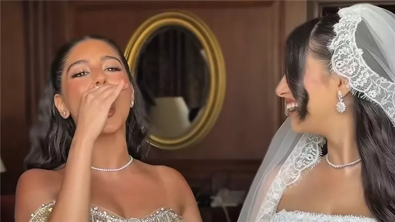ميان السيد تحتفل بزفاف شقيقتها ميداء بالزغاريد والدموع