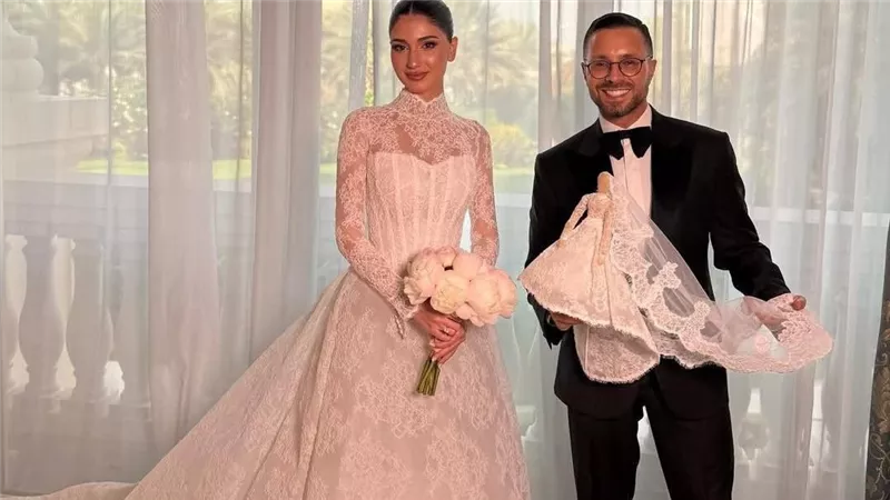 رامي قاضي يصمم فستان زفاف شيرين بيوتي: “صُمم بالحب لقلب مليء به”