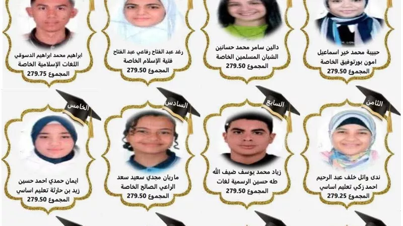 بالأسماء والصور.. أوائل الشهادة الإعدادية 2025 محافظة السويس