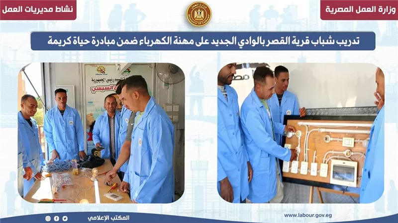 تدريب شباب قرية القصر بالوادي الجديد على مهنة الكهرباء ضمن مبادرة حياة كريمة