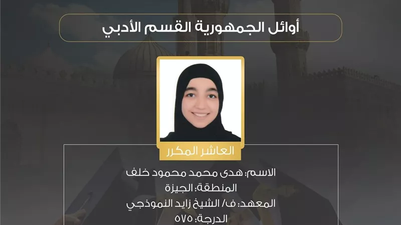 هدى العاشرة على الثانوية الأزهرية: «حفظ القرآن سر تفوقي»