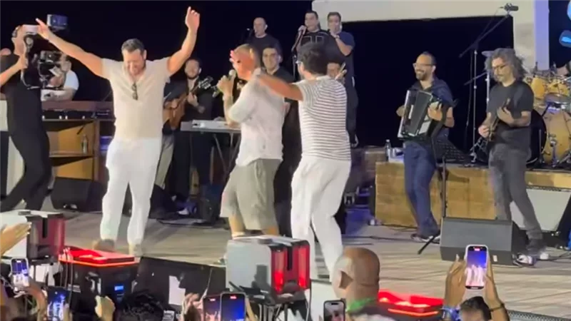 أثناء حفله .. أحمد حلمي وعمرو يوسف يفاجئان عمرو دياب بصعودهم على المسرح |صور
