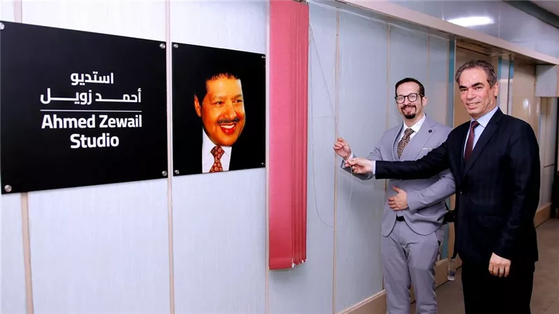 المسلماني وهاني أحمد زويل يزيحان الستار عن استوديو زويل بماسبيرو