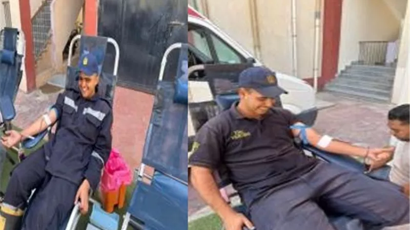 حملة إنسانية لمديرية أمن الوادي الجديد.. رجال الشرطة يتصدرون حملة اتبرع بالدم