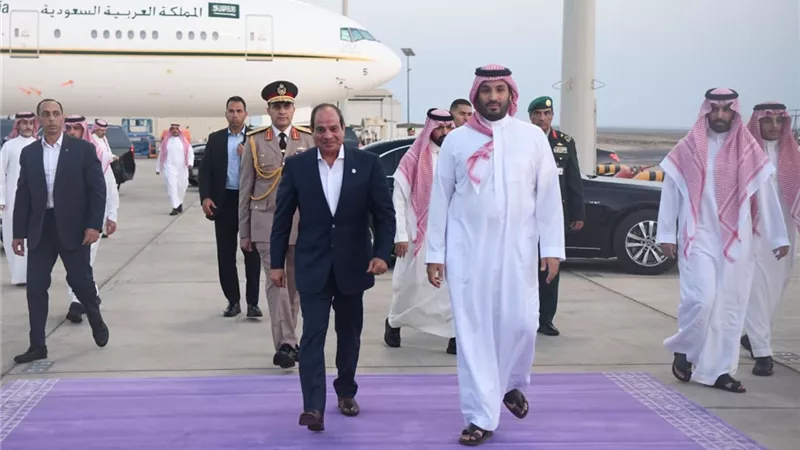عودة السيسي إلى أرض الوطن عقب زيارة قصيرة للسعودية ولقائه بولي العهد