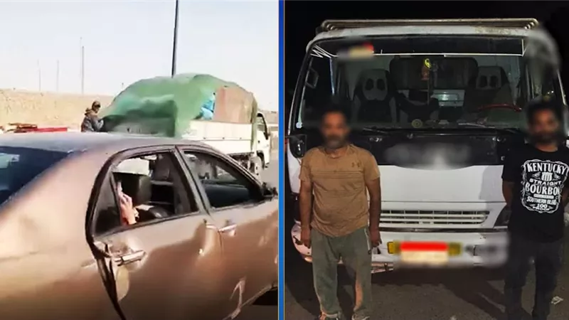 ضبط سائق سيارة نقل إصطدم بأخرى وتعدى على قائدها بالسب بطريق الأوتوستراد