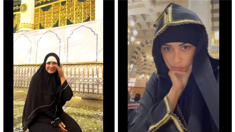 دموعها غلبتها في المدينة المنورة.. ياسمين عبد العزيز تؤدي مناسك العمرة |فيديو