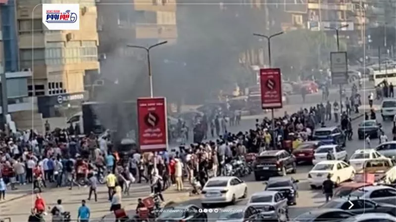 اشتعال سيارة في شارع عبدالله العربي بالحي السابع بمدينة نصر