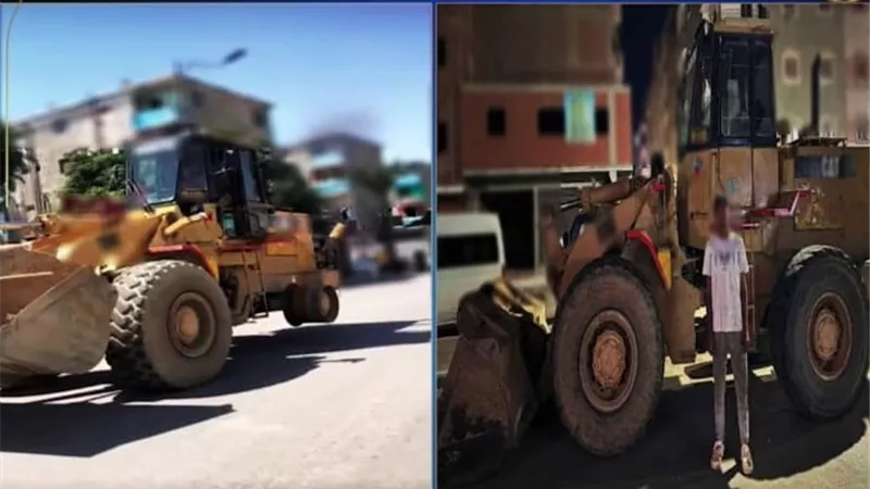 القبض على سائق لقيادته لودر بدون إطار و عارى الجسد بمحافظة السويس 