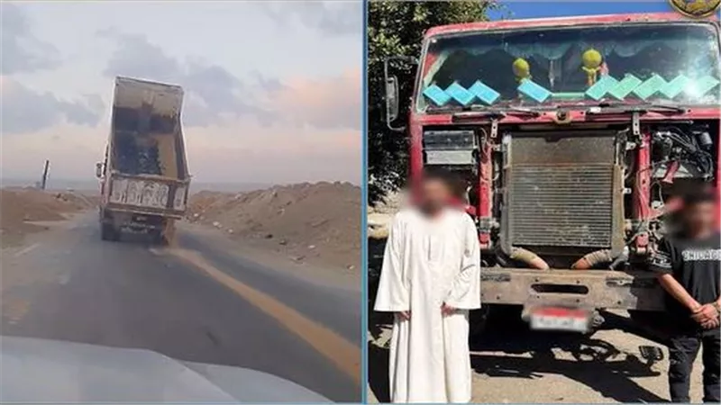 الداخلية.. ضبط قائد سيارة قام بتفريغ حمولة الرمال علي الطريق 