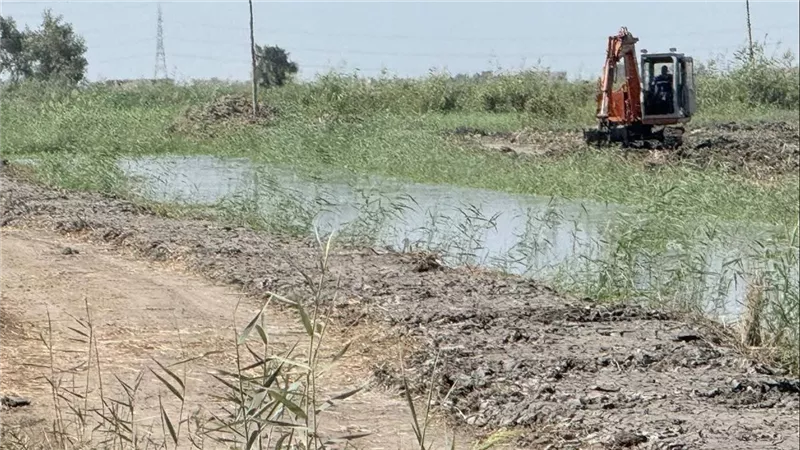 مزارعو جنوب بورسعيد يستغيثون بعد غرق أراضيهم بمياه مصرف الغزلان