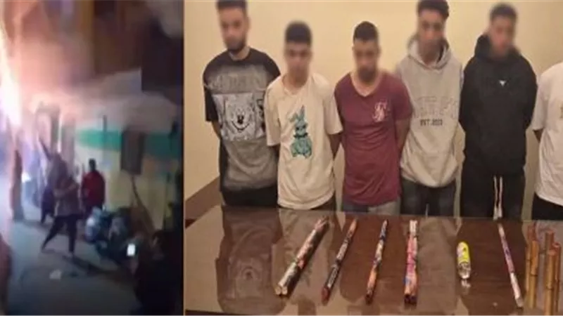 كانوا بيحتفلوا بالإفراج عن صاحبهم.. ضبط 5 أشخاص لإشعالهم ألعاب نارية بالجيزة