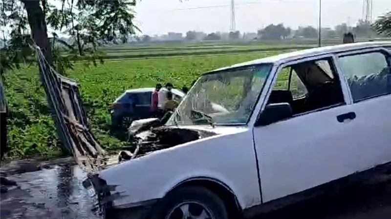 تصادم سيارتين ملاكي مع جرار على طريق كفر أبو الحسن قويسنا بالمنوفية