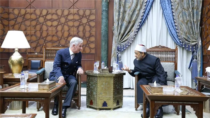 ملك بلجيكا يشيد بجهود شيخ الأزهر في نشر السلام العالمي