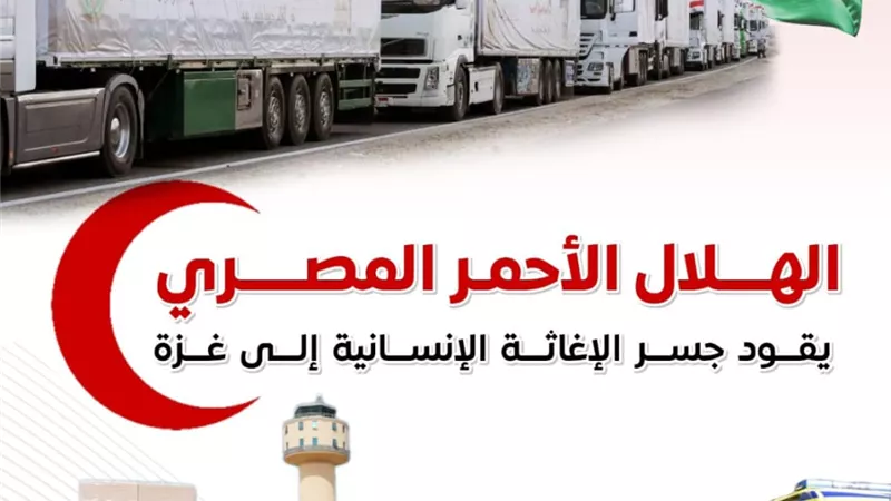 المركز الإعلامي للوزراء: الهلال الأحمر المصري يقود جسر الإغاثة إلى غزة