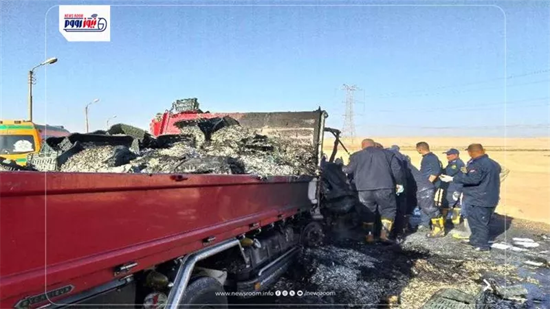 السيارة احترقت.. مصرع وإصابة 6 أشخاص في حادث مروع بالطريق الصحراوي في المنيا
