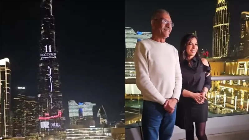 أمام أعين منى زكي وسيد رجب .. برج خليفة يتزين بإعلان فيلم الست |صور وفيديو