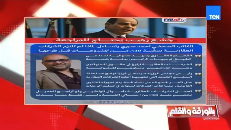  نشأت الديهي يشيد بمقال أحمد صبري حول تضرر المواطنين من الشركات العقارية 