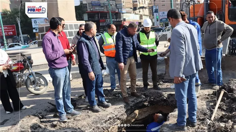 رئيس مياه الفيوم يتفقد أعمال إصلاح خط مياه الشرب بميدان المسلة