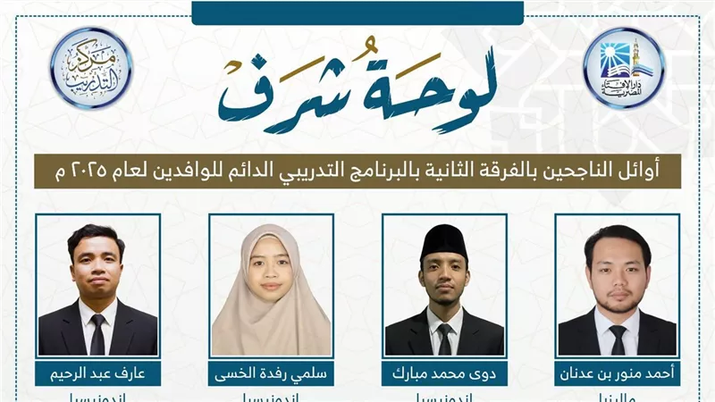 دار الإفتاء المصرية تعلن نتائج الفرقة الثانية ببرنامج تدريب الوافدين 2025
