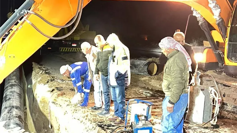 مياه البحيرة تنهي إصلاح خط الطرد بوادي النطرون في ساعتين ونصف