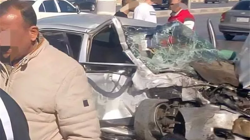 حادث مروع بين سيارتين ملاكي أعلي محور حسب الله الكفراوي
