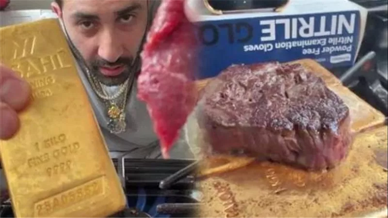 شريحة لحم الأغلى في التاريخ.. صائغ يطهوها فوق سبيكة من الذهب   