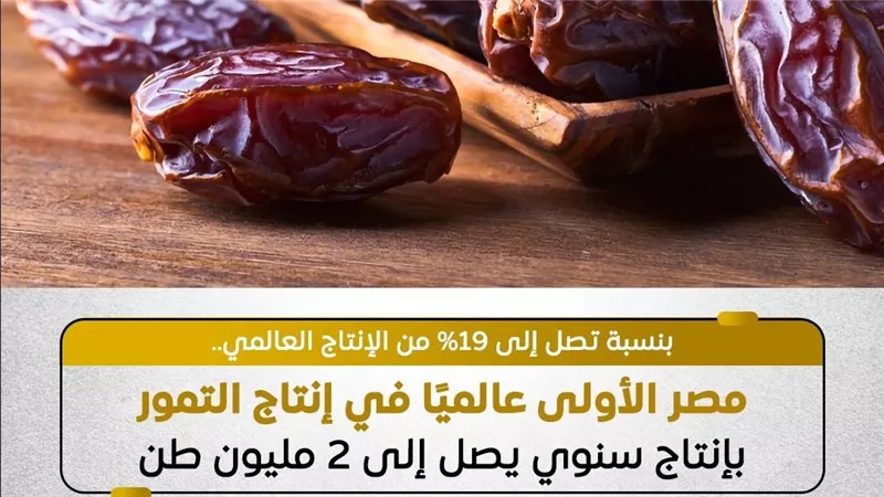 الزراعة: مصر الأولى عالميًا في إنتاج التمور بـ 2 مليون طن سنويًا
