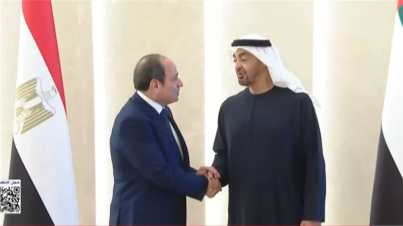 الرئيس السيسي يلتقي الرئيس الإماراتي الشيخ محمد بن زايد في أبوظبي