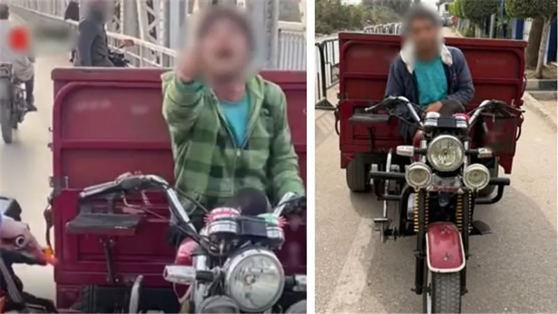 هدده عندما صوره.. ضبط سائق تروسيكل يسير عكس الاتجاه بالقليوبية 