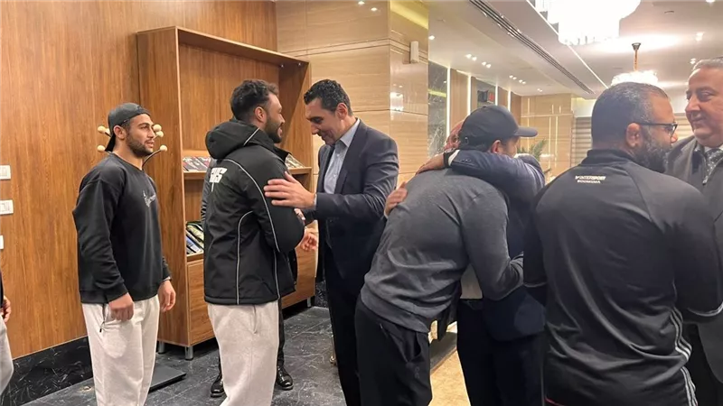  جوهر يستقبل منتخب المصارعة الرومانية عقب تتويج مصطفي حسين بالميدالية الذهبية