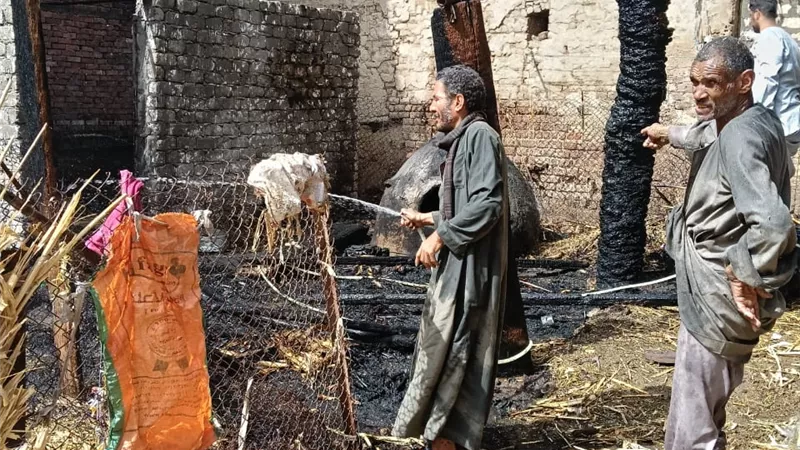 إصابة سيدة وطفل في حريق منزل بمركز أبوتيج في أسيوط