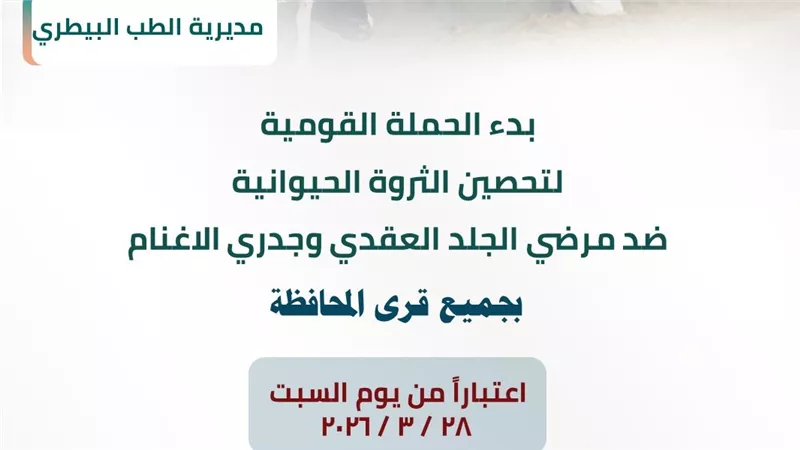 السبت .. انطلاق الحملة القومية لتحصين الماشية ضد الجلد العقدي وجدرى الأغنام