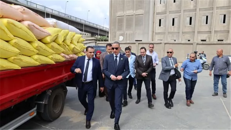 محافظ الجيزة يتفقد صومعة إمبابة لمتابعة انتظام توريد وتخزين محصول القمح