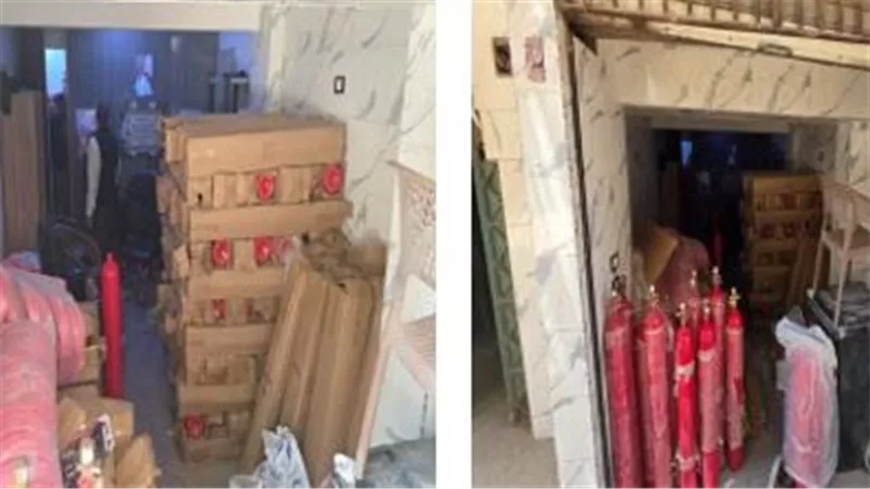 ضبط مصنع لإنتاج طفايات الحريق مجهولة المصدر بشبرا الخيمة 