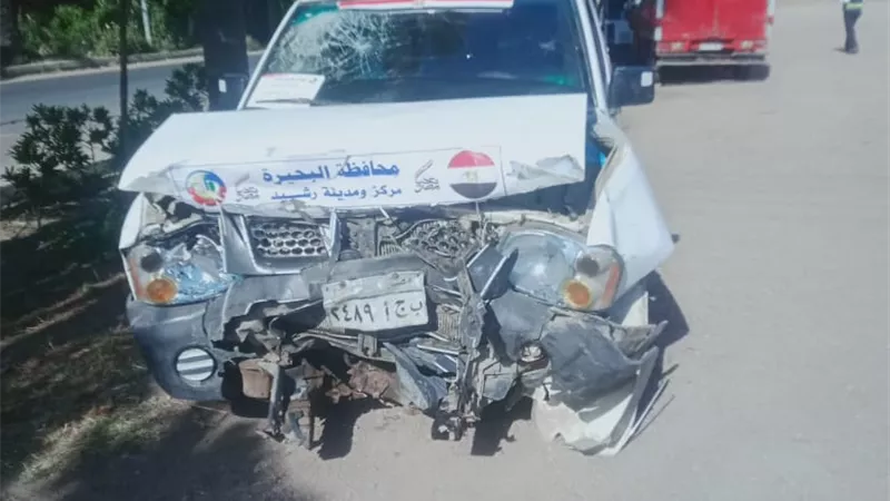 إصابة نائب رئيس مدينة رشيد وسكرتير المجلس و4 آخرين في حادث بالبحيرة