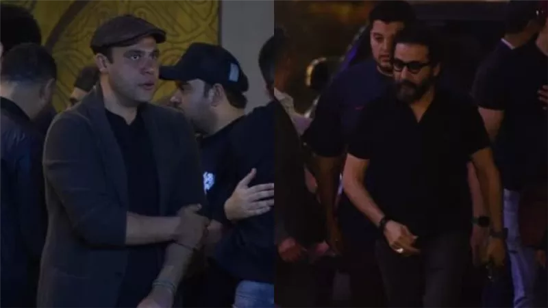 أحمد حلمي ومحمد إمام يقدمان واجب العزاء في والد حمدي الميرغني |فيديو
