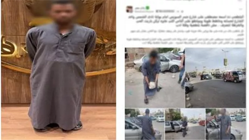 حجز أماكن الركن بالأحجار.. ضبط حارس عقار تسبب في زحام مروري بالنزهة