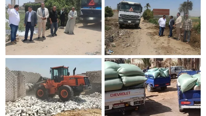 بنى سويف: رفع 450 طن مخلفات بقرية بلفيا وعدد 316 أشعال متنوع