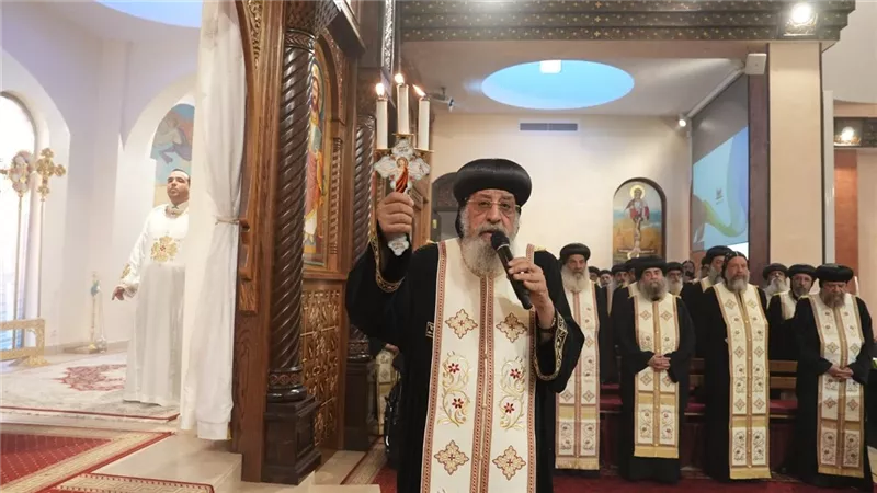 البابا تواضروس الثاني يصلي عشية عيد القديس مارمرقس بڤينيسيا