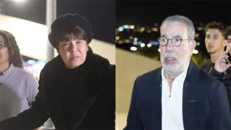 بملامح الصدمة.. مدحت العدل ولوسي يقدمان واجب عزاء هاني شاكر |صور