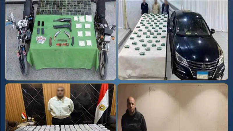 مصرع 3 عناصر إجرامية وضبط نصف طن مخدرات و100 سلاح ناري بالقليوبية