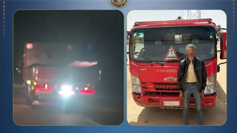 سقوط سائق نقل بالقاهرة بعد تركيب كشاف خلفي وحمولة زائدة لإخفاء المخالفات