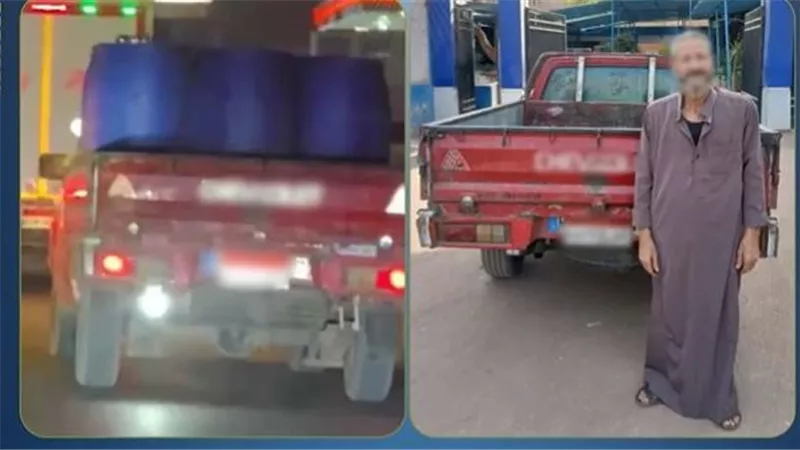 القبض على سائق ربع نقل لاتهامه بتثبيت كشاف عالى الإضاءة فى السيارة بالغربية