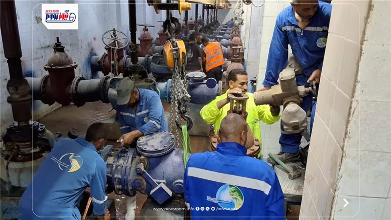 رئيس مياه الفيوم يترأس أعمال الصيانة الوقائية بعنبر الطلمبات النقية  