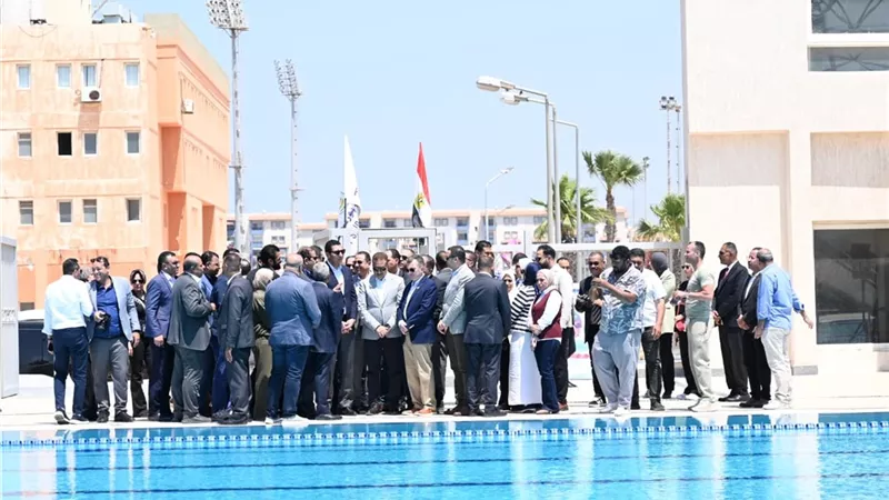 وزيرا الرياضة والتخطيط ومحافظ بورسعيد يتفقدون حمام سباحة البطل يوسف أحمد